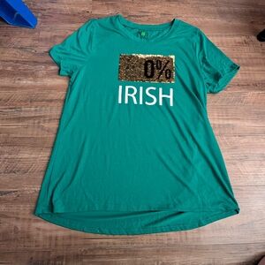 St Paddys,Modern Lux Kelly Green women's L Graphic Tee, 0%or 100% Irish